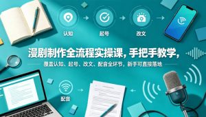 漫剧制作全流程实操课，手把手教学，覆盖认知、起号、改文、配音全环节，新手可直接落地-网创资源站