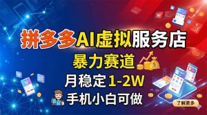 拼多多AI虚拟服务店，暴力赛道，月稳定1-2W，手机小白可做-网创资源站