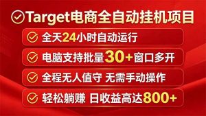 Target电商全自动挂机项目全天自动运行电脑可批量30+窗口运行日收益入800+-网创资源站