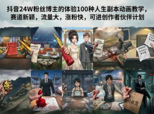 抖音24W粉丝博主的体验100种人生副本动画教学,赛道新颖,流量大,涨粉快,可进创作者伙伴计划-网创资源站