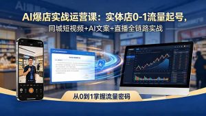 AI爆店实战运营课：实体店0-1流量起号，同城短视频+AI文案+直播全链路实战-网创资源站