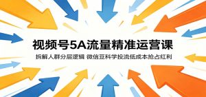 视频号5A流量精准运营课:拆解人群分层逻辑,微信豆科学投流低成本抢占红利-网创资源站