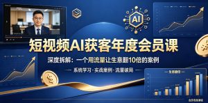 短视频AI获客年度会员课,深度拆解,一个用流量让生意翻10倍的案例-网创资源站