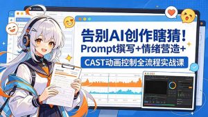 告别AI创作瞎猜!Prompt撰写+情绪营造+CAST动画控制全流程实战课-网创资源站