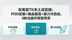 东南亚TK本土店实操-5月更新：POD定制+爆品截流+暴力冷启动，0粉也能开橱窗带货-网创资源站