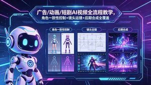 广告/动画/短剧AI视频全流程教学，角色一致性控制+镜头运镜+后期合成全覆盖-网创资源站