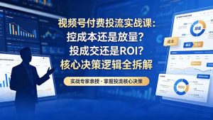 视频号付费投流实战课-5月：控成本还是放量？投成交还是ROI？核心决策逻辑全拆解-网创资源站