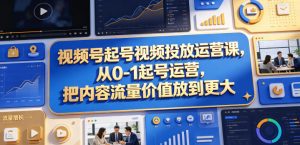 视频号起号视频投放运营课，从0-1起号运营，把内容流量价值放到更大-网创资源站