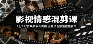 影视情感混剪课:AE/PR/剪映多软件实操,全套调色预设直接套用-网创资源站