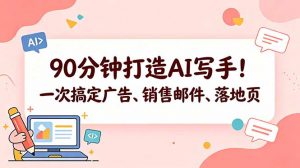 90分钟打造AI写手!一次搞定广告、销售邮件、落地页【原创双语字幕】-网创资源站