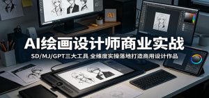 AI绘画设计师商业实战:SD/MJ/GPT三大工具,全维度实操落地打造商用设计作品-网创资源站