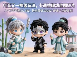 抖音又一神级玩法，卡通绒耀幼稚园短片，3个作品吸粉25.6W，轻松获赞300W+普通人也能复制-网创资源站