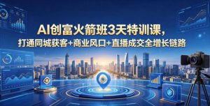 AI创富火箭班3天特训课，打通同城获客+商业风口+直播成交全增长链路，2026年4月新课-网创资源站