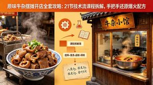 原味牛杂摆摊开店全套攻略：21节技术流课程拆解，手把手还原爆火配方-网创资源站