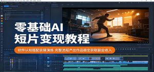 零基础AI短片变现教程：软件认知搭配实操演练，完整流程产出作品稳定获取副业收入-网创资源站