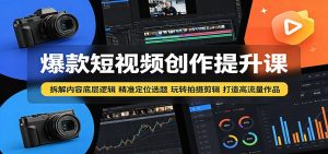 爆款短视频创作提升课：拆解内容底层逻辑，精准定位选题玩转拍摄剪辑打造高流量作品-网创资源站