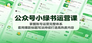 公众号小绿书运营课：掌握账号运营完整体系，套用爆款标题写法持续打造高热度内容-网创资源站