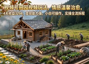 视频号田园视频玩法，情感温馨治愈，4天收益3294，变现能力强，小白可操作，实操全流程拆解-网创资源站