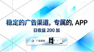 稳定的广告渠道，专属的APP，日收益200+-网创资源站