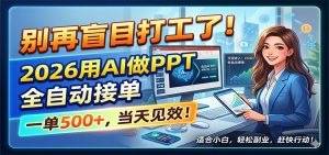 别再盲目打工了！2026用AI做PPT全自动接单，一单5张+，当天见效！-网创资源站