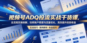 视频号ADQ投流实战干货课，全流程实操拆解，玩转账户搭建与流量优化，高效提升投放收益-网创资源站