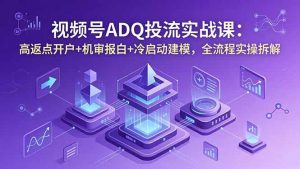 视频号ADQ投流实战课：高返点开户+机审报白+冷启动建模，全流程实操拆解-网创资源站