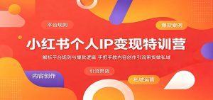 小红书个人IP变现特训营：解析平台规则与爆款逻辑，手把手教内容创作引流带货做私域-网创资源站