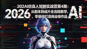 2026AI仿真人短剧实战营第4期:从剧本到成片全流程教学,零基础打造商业级作品-网创资源站