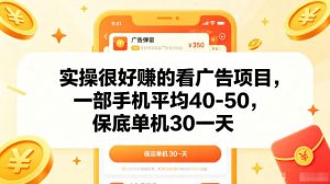 实操很好賺的手机看广告项目，一部手机平均40-50，操作简单，多部手机可矩阵放大收益【揭秘】-网创资源站