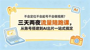 不会定位不会起号不会做视频?三天两夜流量陪跑课,从账号搭建到AI出片一站式搞定-网创资源站