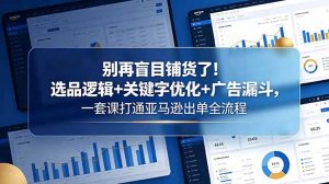 别再盲目铺货了！选品逻辑+关键字优化+广告漏斗，一套课打通亚马逊出单全流程-网创资源站