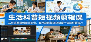 生活科普短视频剪辑课:从剪映基础到图文配音,套用成熟模板轻松量产优质科普短片-网创资源站