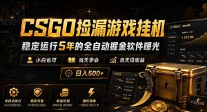 CSGO捡漏游戏挂机,稳定运行5年的全自动掘金软件曝光,小白也可当天学会,当天见收益,日入500+-网创资源站