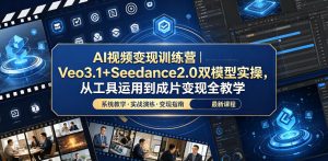 AI视频变现训练营|Veo3.1+Seedance2.0双模型实操,从工具运用到成片变现全教学-网创资源站