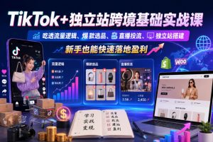 TikTok+独立站跨境基础实战课,吃透流量逻辑、爆款选品、直播投流与独立站搭建,新手也能快速落地盈利-网创资源站
