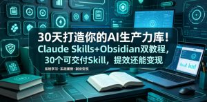 30天打造你的AI生产力库！Claude Skills+Obsidian 双教程，30 个可交付 Skill，提效还能变现-网创资源站