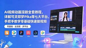 AI视频动画漫剧全套教程，详解可灵即梦Pika等七大平台，手把手教学零基础快速做视频-网创资源站
