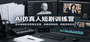 AI仿真人短剧训练营：剧本建模配音剪辑全流程，拆解成熟案例，搭建变现闭环-网创资源站