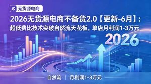 2026无货源电商不备货2.0【更新-6月】:超低费比技术突破自然流天花板,单店月利润1-3万元-网创资源站