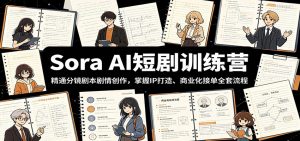 Sora AI短剧训练营:精通分镜剧本剧情创作,掌握IP打造、商业化接单全套流程-网创资源站