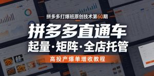 拼多多打爆班原创技术第60期，拼多多直通车，起量・矩阵・全店托管，高投产爆单增收教程-网创资源站