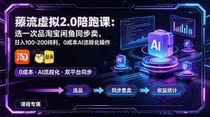 薅流虚拟2.0陪跑课:选一次品淘宝闲鱼同步卖,日入100-200纯利,0成本AI流程化操作-网创资源站