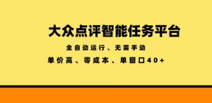大众点评智能任务平台，全自动运行、无需手动，单价高、零成本、单窗口40+【揭秘】-网创资源站