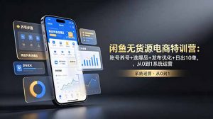 闲鱼无货源电商特训营：账号养号+选爆品+发布优化+日出10单，从0到1系统运营-网创资源站