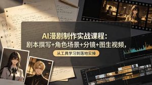 AI漫剧制作实战课程:剧本撰写+角色场景+分镜+图生视频,从工具学习到落地实操-网创资源站