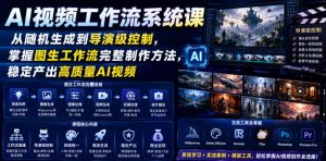 AI视频工作流系统课，从随机生成到导演级控制，掌握图生工作流完整制作方法，稳定产出高质量AI视频-网创资源站