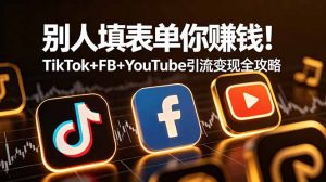 别人填表单你赚钱！TikTok+FB+YouTube 引流变现全攻略【原创双语字幕】-网创资源站