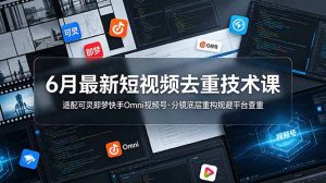 6月最新短视频去重技术课，适配可灵即梦快手Omni视频号，分镜底层重构规避平台查重-网创资源站