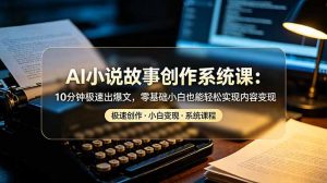 AI小说故事创作系统课：10分钟极速出爆文，零基础小白也能轻松实现内容变现-网创资源站