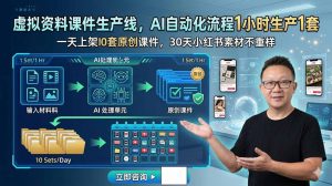 虚拟资料课件生产线,AI自动化流程1小时生产1套,一天上架10套原创课件,30天小红书素材不重样-网创资源站